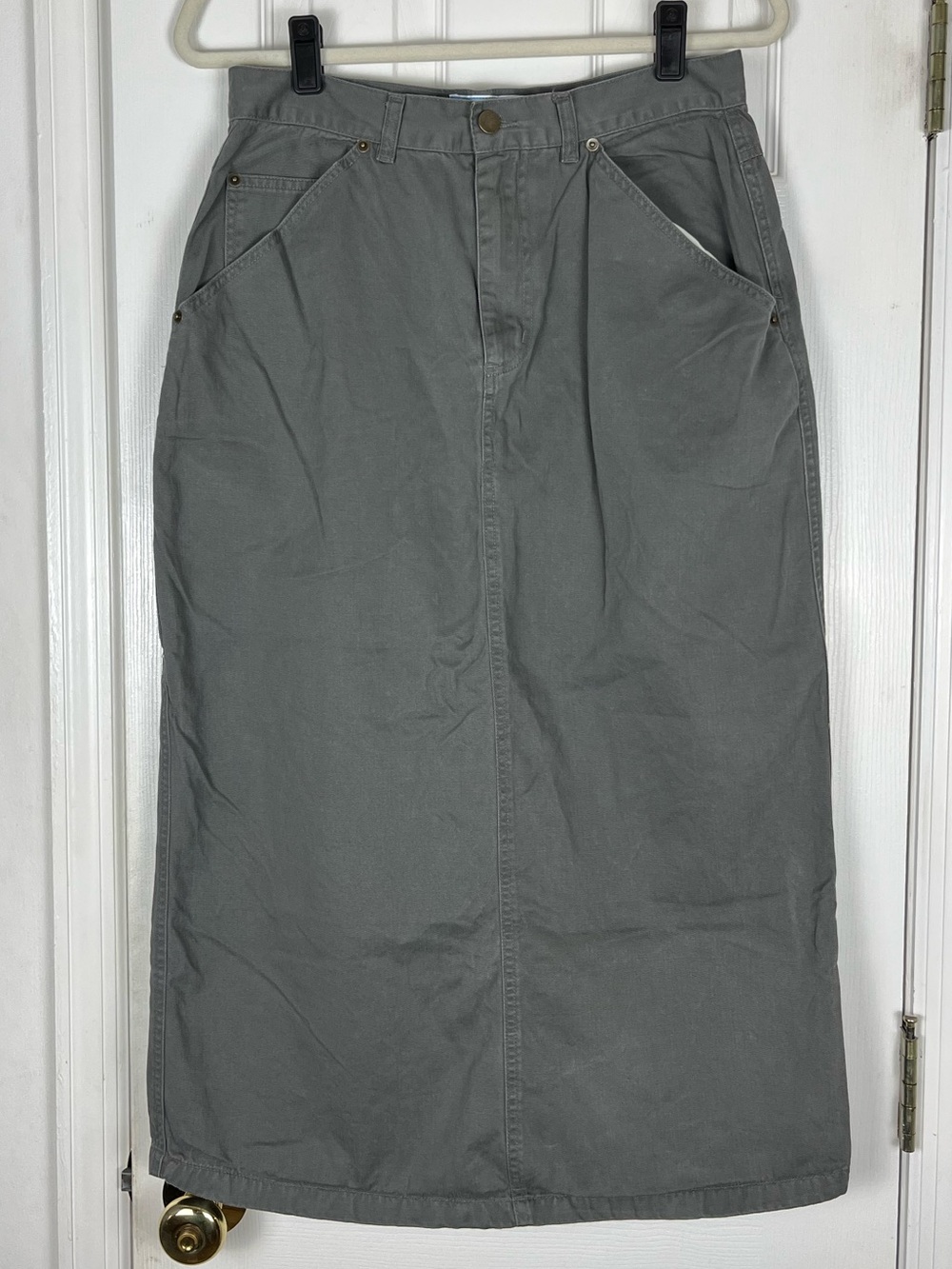 Vintage Mountain Ridge Long Midi/Maxi Utility Carpenter Khaki Skirt Sz 12 Cotton